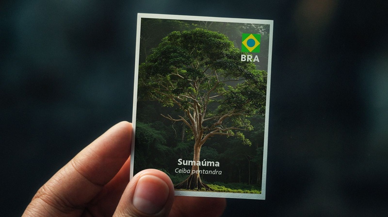 Álbum de figurinhas com árvores de diferentes lugares do planeta mostra às crianças por que é importante preservar as florestas