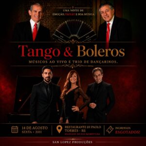 Tango & Boleros reúne grandes nomes da música e da dança em noite especial em Torres